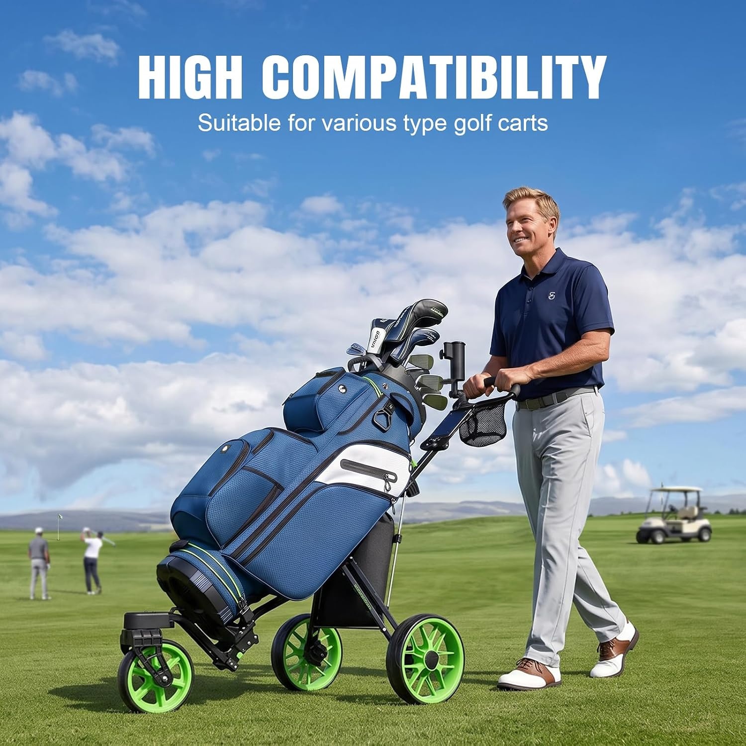 image:imageFindway Golf Cart Bag Upgraded Quiet 15Way FullLength Divider Golf Bag for Men Women AntiRattle Locking Top with GripHolding Base Multiple Pockets Rain CoverBlue