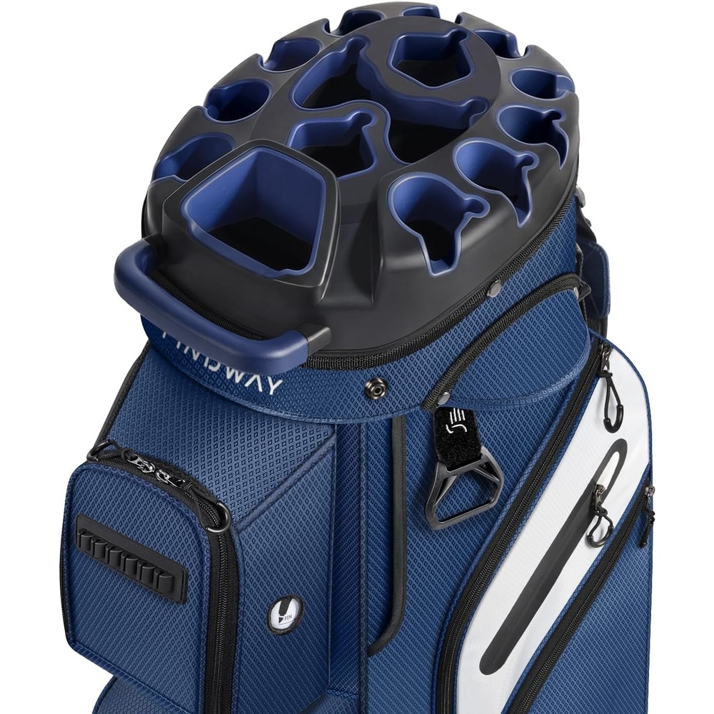 image:imageFindway Golf Cart Bag Upgraded Quiet 15Way FullLength Divider Golf Bag for Men Women AntiRattle Locking Top with GripHolding Base Multiple Pockets Rain CoverBlue