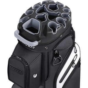 Findway Golf Cart Bag, Upgraded Quiet 15‑Way Full‑Length Divider Golf Bag for Men Women, Anti‑Rattle Locking Top with Grip‑Holding Base, Multiple Pockets, Rain Cover(Black)